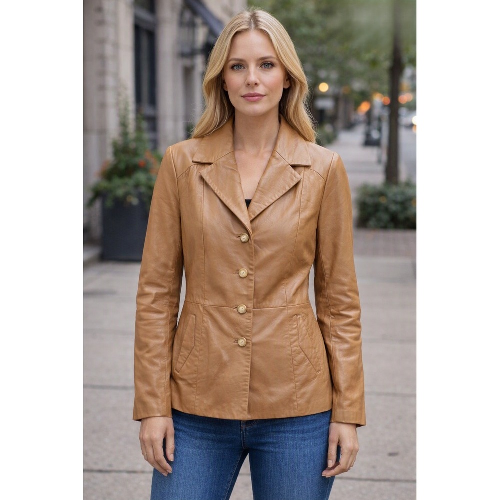 Vintage Suede & Skin Faux Leather Jacket Women's Sz 42 Boho Viscose Brown Italy